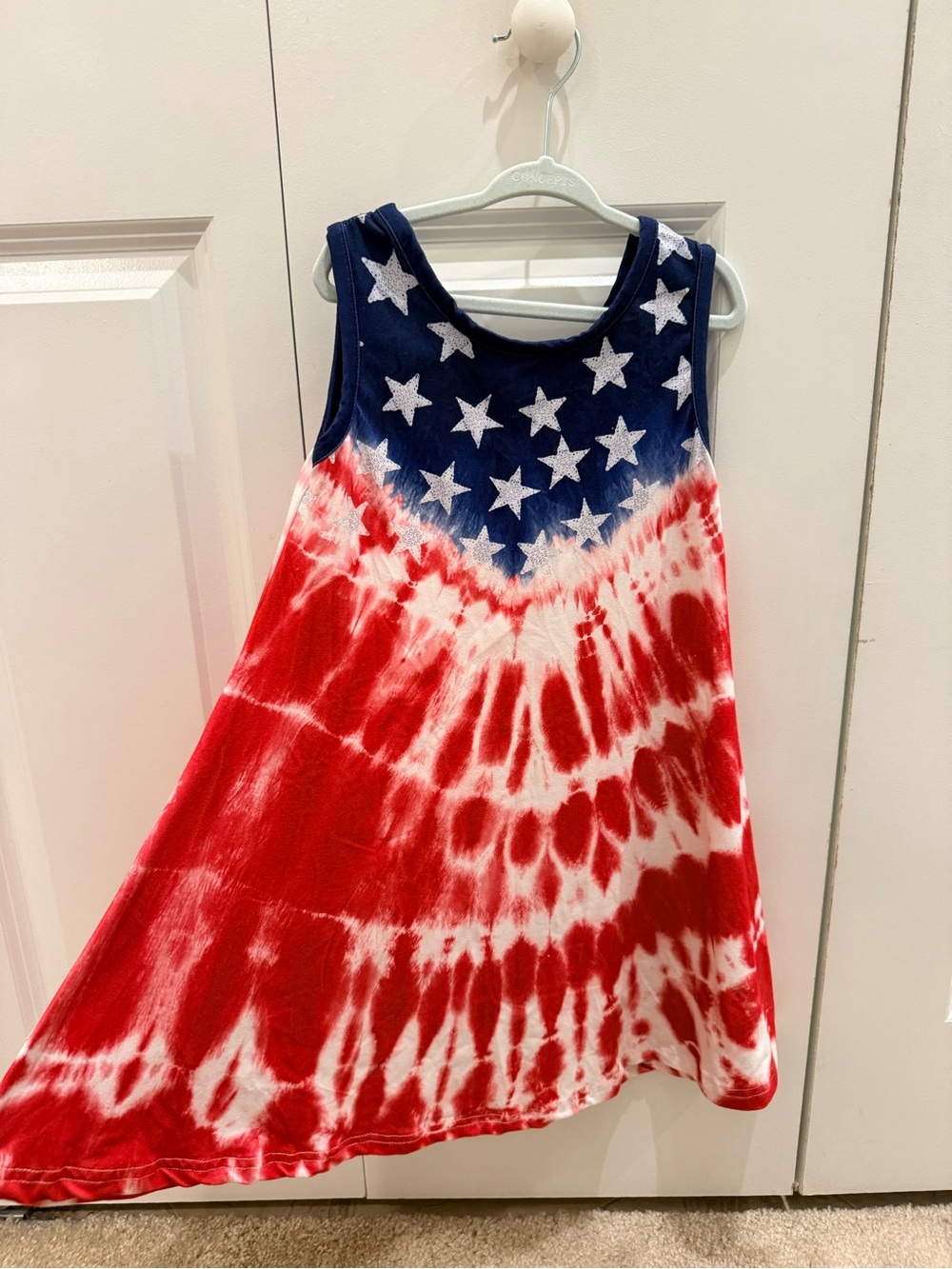 Children's Star & Tie-Dye Tank Dress - Red, White & Blue 4/5Y
